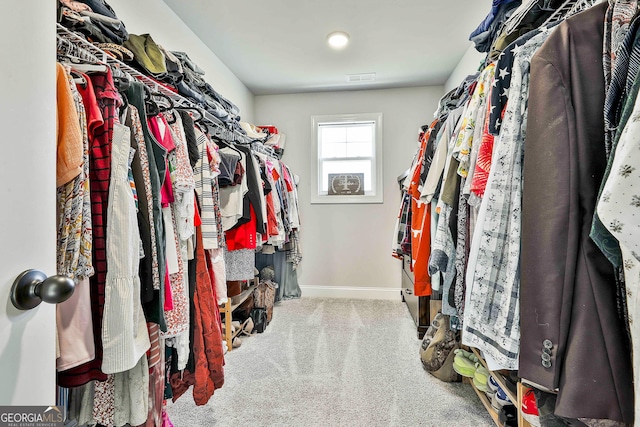 spacious closet with carpet floors