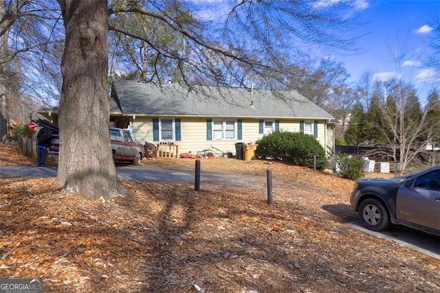 view of single story home