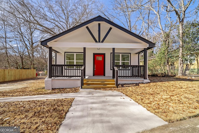 bungalow-style home with a porch