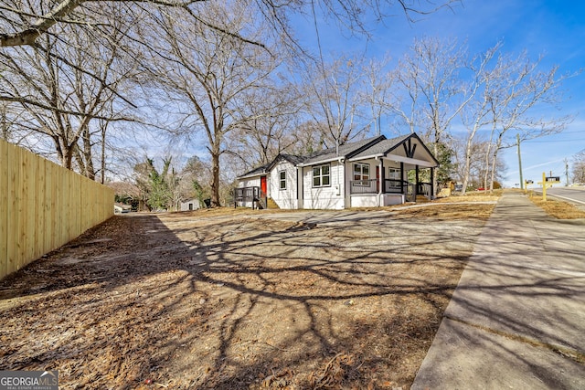 view of home's exterior featuring a porch