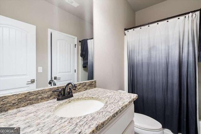 109 Slate Dr, Buford, GA 30518 - full bathroom featuring vanity, toilet, and a shower with curtain