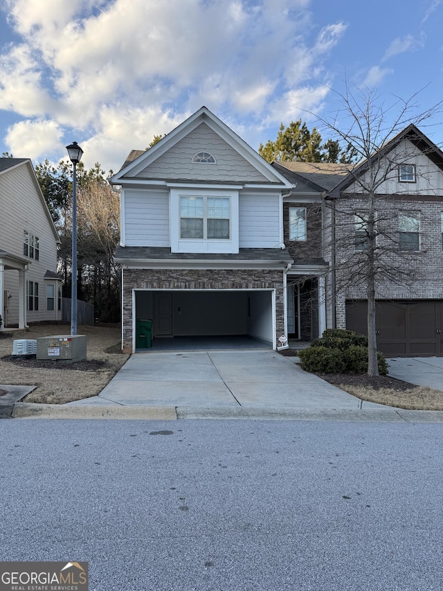 view of front of home with a garage