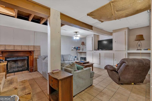 view of tiled living room