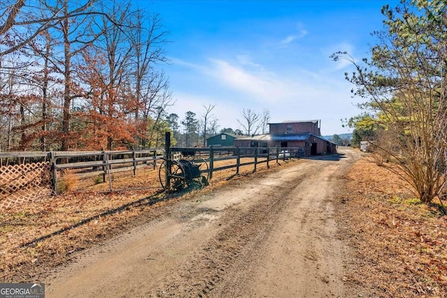 view of road featuring a rural view