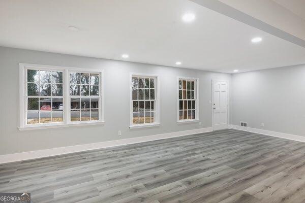 empty room featuring wood-type flooring