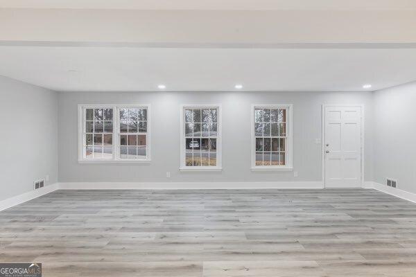 spare room with light hardwood / wood-style floors and a healthy amount of sunlight