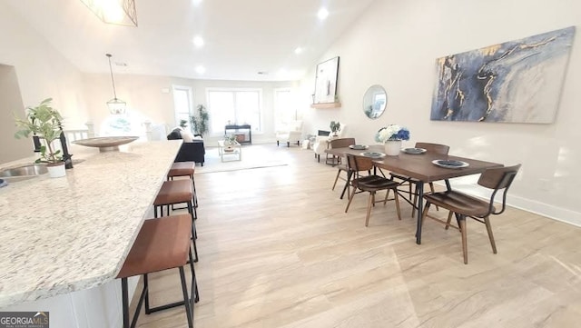 dining area featuring light hardwood / wood-style flooring