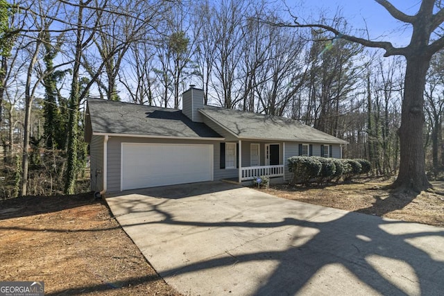 single story home with a garage