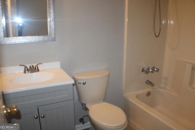 full bathroom with vanity, toilet, and shower / bathing tub combination