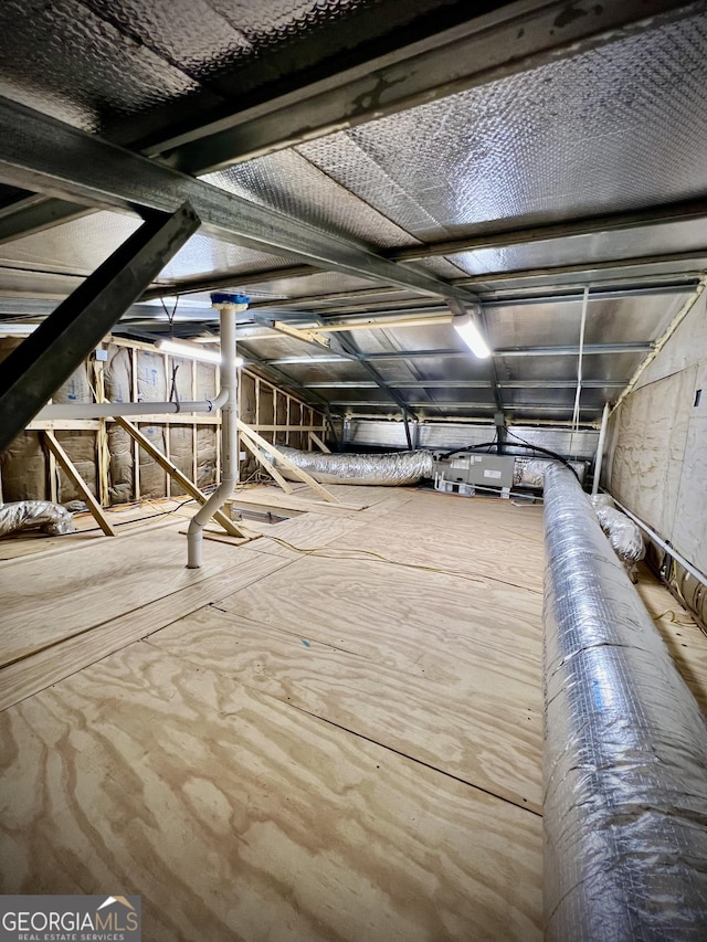 view of unfinished attic