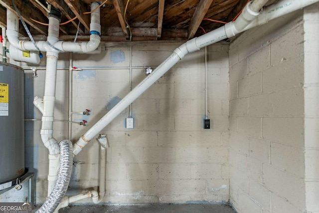 basement with water heater