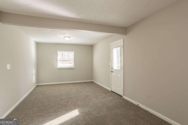 carpeted spare room featuring a healthy amount of sunlight and a textured ceiling