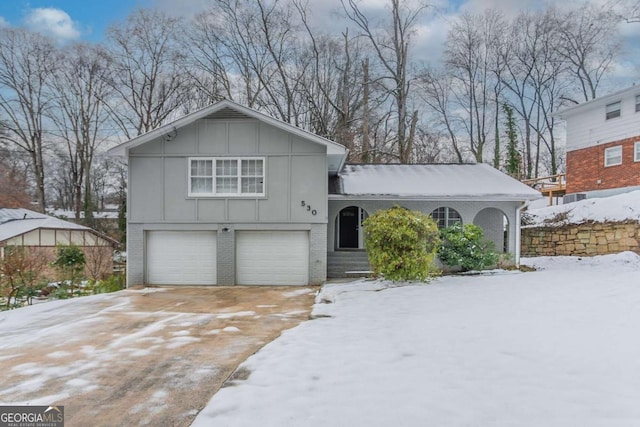 split level home with a garage