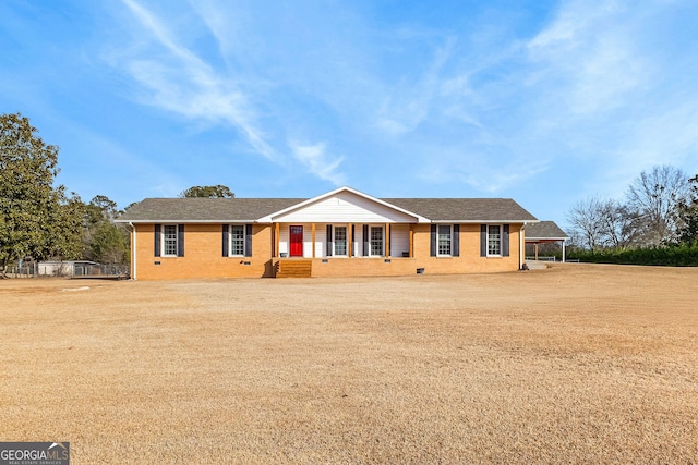 view of single story home