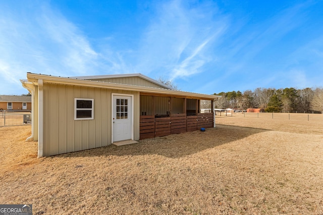 exterior space with an outbuilding