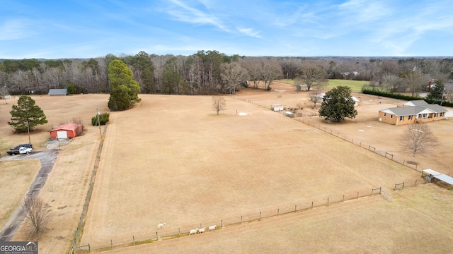 bird's eye view featuring a rural view