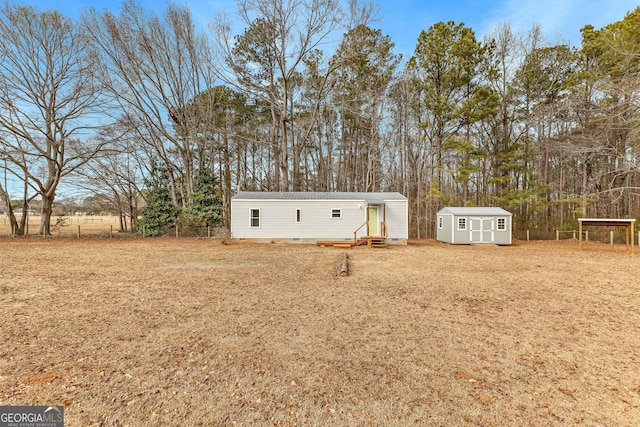 exterior space with a storage unit