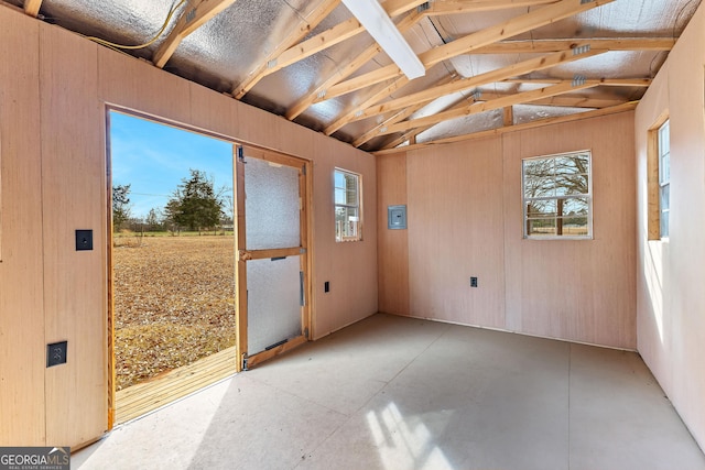 interior space featuring lofted ceiling