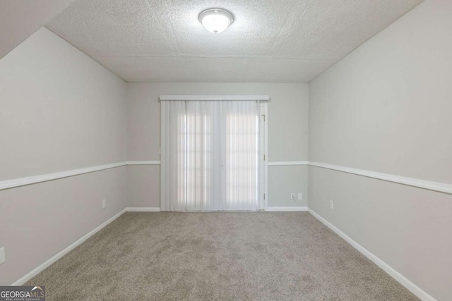 spare room with carpet flooring and a textured ceiling