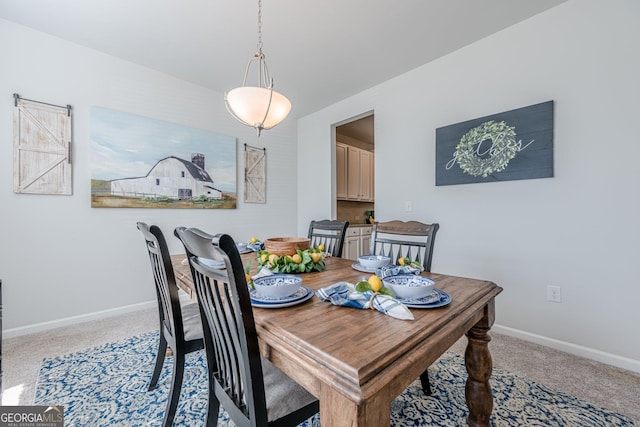 dining area featuring carpet flooring