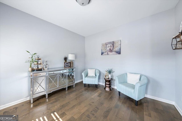 living area with dark hardwood / wood-style flooring