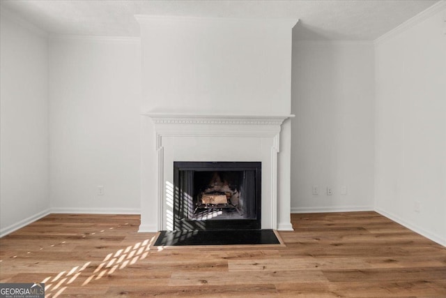 room details featuring hardwood / wood-style flooring and ornamental molding