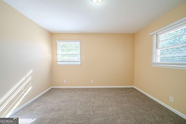 empty room with a healthy amount of sunlight and carpet flooring