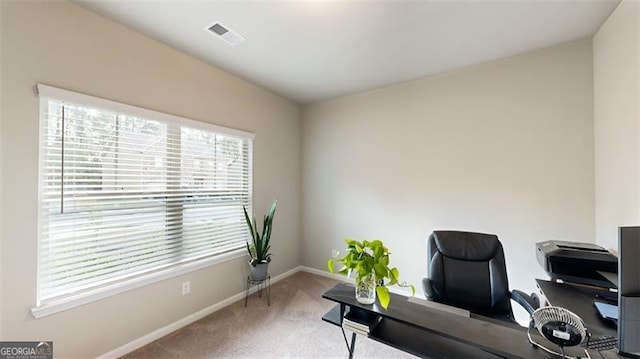 office area with carpet floors