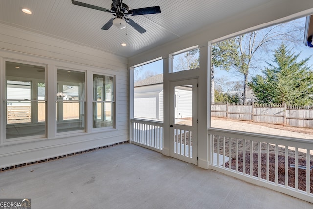 view of unfurnished sunroom