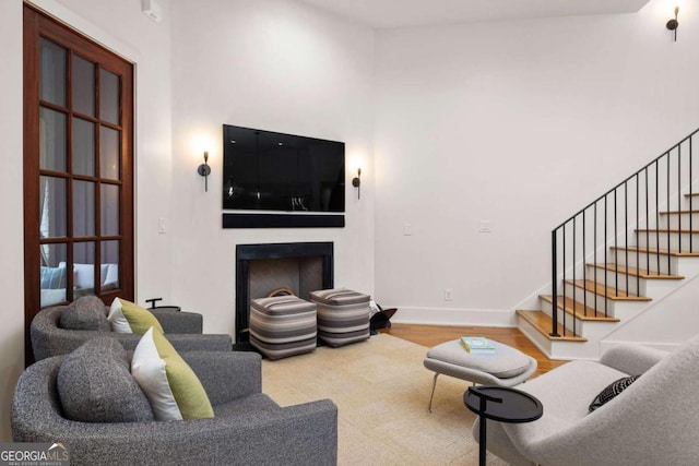 living room with hardwood / wood-style flooring