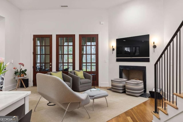 living room featuring light hardwood / wood-style flooring