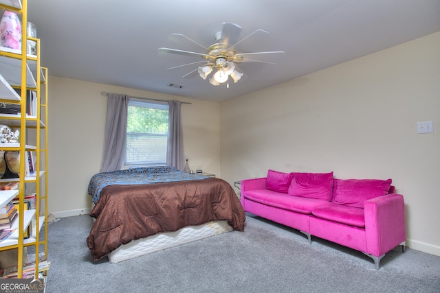 bedroom with carpet floors and ceiling fan