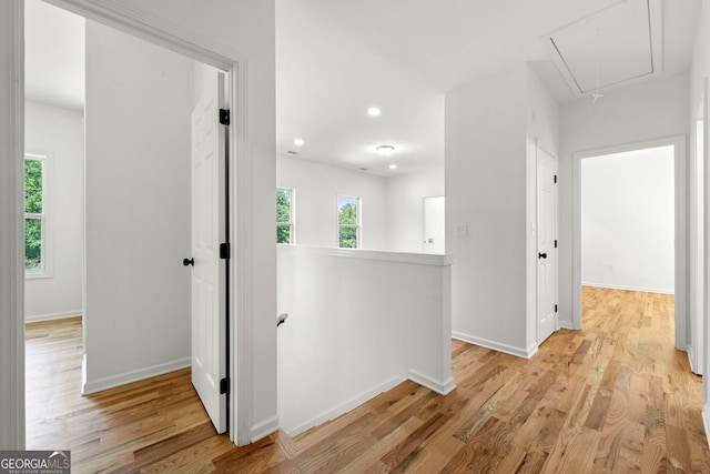 hall featuring light hardwood / wood-style floors