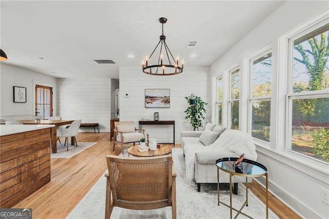 interior space with a notable chandelier