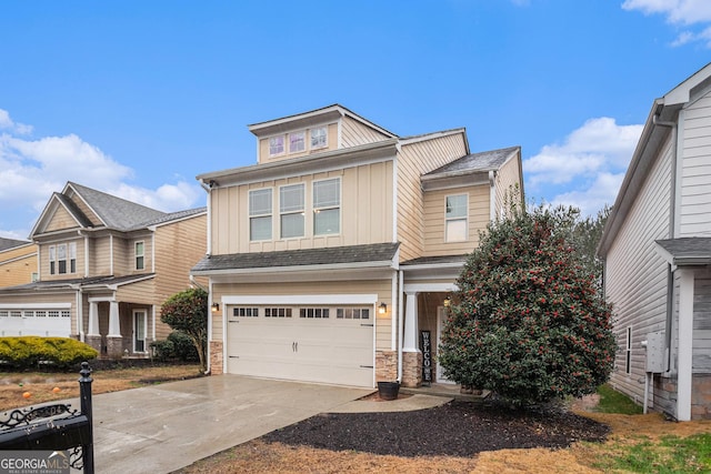 view of front of property with a garage