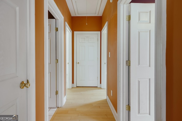 hall with light hardwood / wood-style flooring