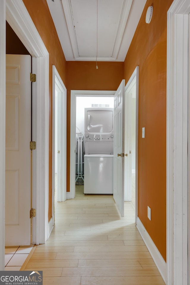 hallway with light wood-type flooring