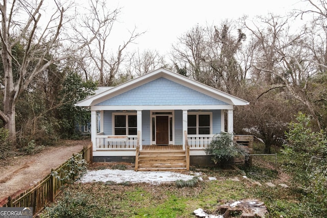 bungalow-style house featuring a porch