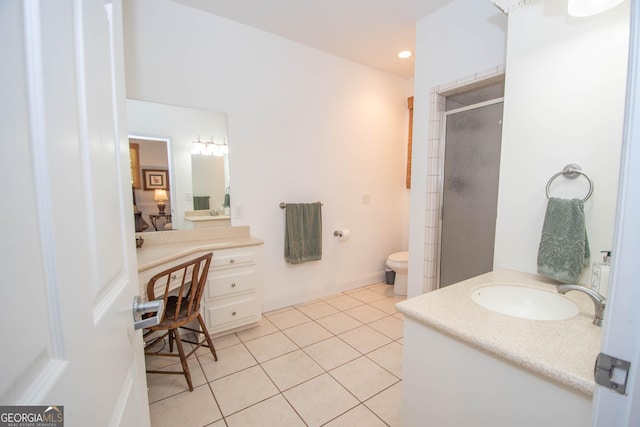 108 Stonebridge Ln, Lagrange, GA 30240 - full bath with vanity, tile patterned floors, a shower stall, and recessed lighting