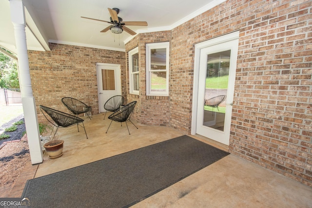 view of patio / terrace featuring ceiling fan