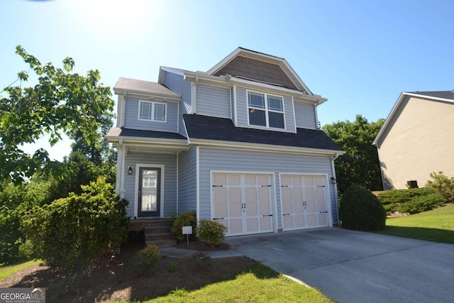 view of front of property featuring a garage