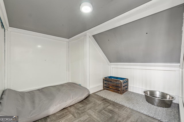 bedroom with parquet floors