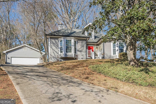 view of front of property with a garage