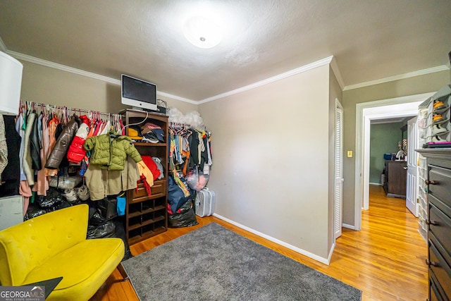 walk in closet featuring wood-type flooring