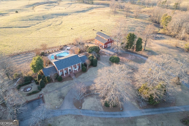 bird's eye view with a rural view