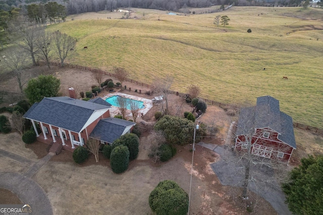 bird's eye view featuring a rural view