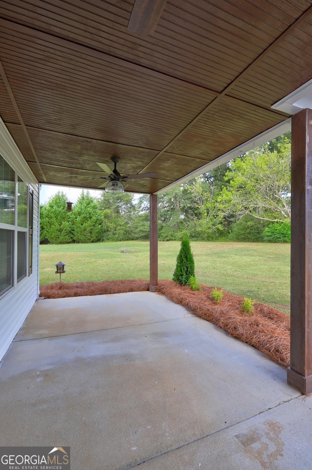 view of patio with ceiling fan