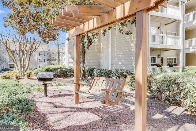 view of patio featuring a pergola