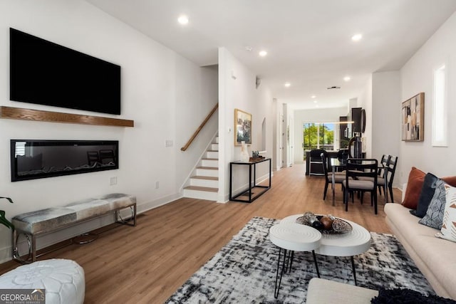 living room featuring light wood-type flooring