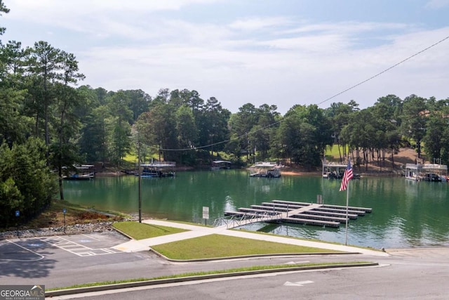 view of dock featuring a water view